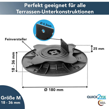 Plaatlager/stellager in hoogte verstelbaar 18-36 mm (maat M) - planksteun - | 36 stuks)