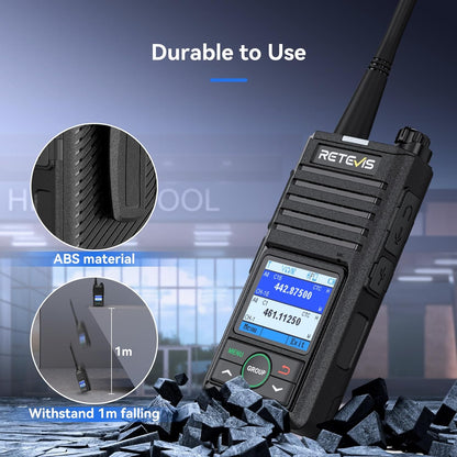 Retevis RB658 Walkie Talkie Bluetooth, APP-instelling, Groepsgesprek, 1800 mAh, USB C, IP54, Draadloze Kloon, Walkie Talkie met draadloze oortelefoon voor de detailhandel (4 Pack, Zwart)