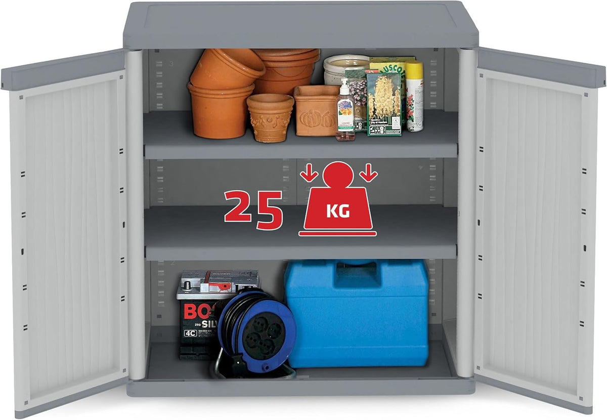 Terry, Jumbo 900 Wave, Cabinet with Two Doors and 2 Adjustable Shelves, for Indoor and Outdoor Use - 89.5 x 53.5 x 94.5 cm - QUORE