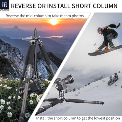 Koolstofvezel Statief - INNOREL GT324C Professionele Compact Statief voor Digitale Reflex Camera Robuuste Ondersteuning met Laag Zwaartekracht Centrale Kolom Speciaal Vorm