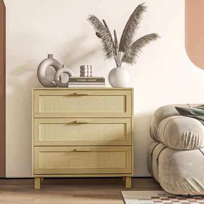 HOMCOM chest of drawers side cabinet with 3 drawers chest of drawers MDF natural 80 x 40 x 80 cm - QUORE