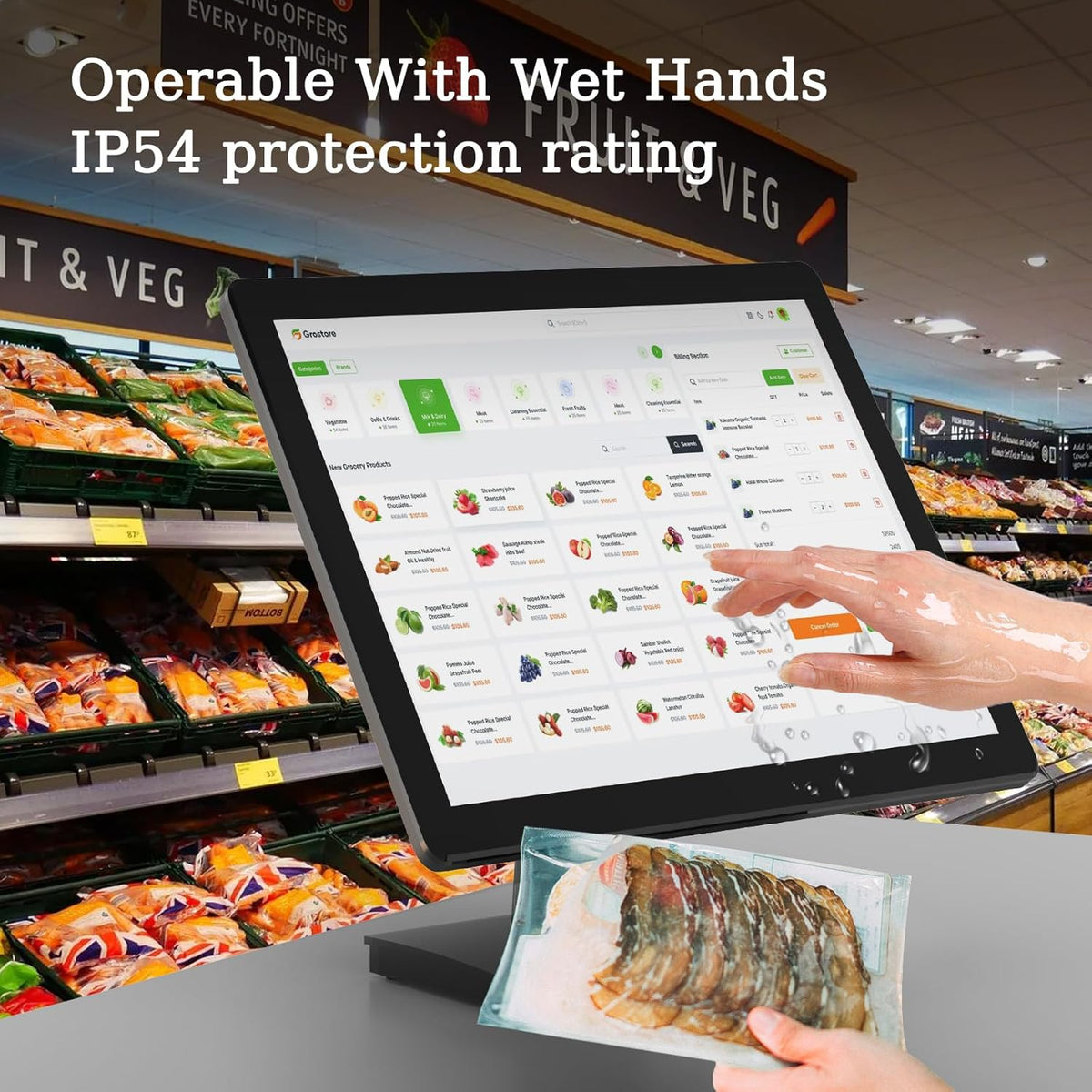 17 inch POS-touchscreen-monitor, Full HD 1280 x 1024 capacitief touchscreen met HDMI/VGA-ingang, zware metalen standaard, voor retail, restaurant, bar, sportschool, magazijn en kassasysteem