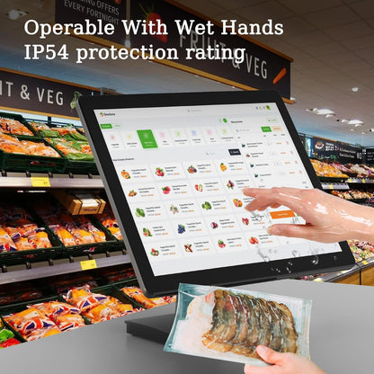 17 inch POS-touchscreen-monitor, Full HD 1280 x 1024 capacitief touchscreen met HDMI/VGA-ingang, zware metalen standaard, voor retail, restaurant, bar, sportschool, magazijn en kassasysteem