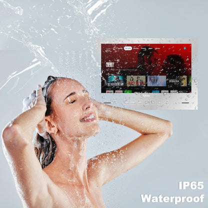 SYLVOX Smart Google Television 1080p FHD 500 nits spiegel, geïntegreerde montage, design tv, IP65 waterdicht, DVB-C/T2/S2, wifi, Bluetooth, voor douche, badkamer
