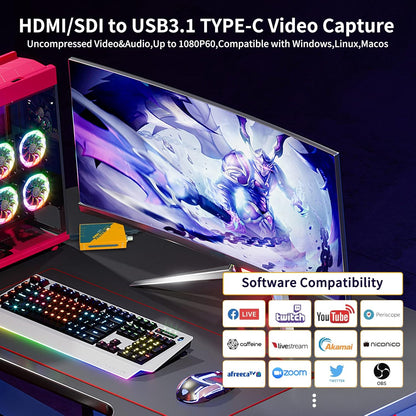 AVMATRIX Video Capture Card voor Game Live Stream (MS-UC2018-W)