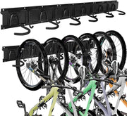 Fietsenrek - Fietsstandaard - Fietshouder - Fietshaak - voor 6 Fietsen  - 5 Helmen - Verstelbare - Verticale Wandfietsophanging - met Framebescherming - voor Woning - Garage - Opslag - Zwart