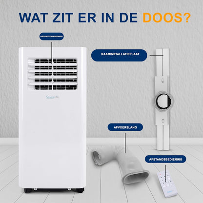 Draagbare Airconditioner – Mobiele Airco – Air Cooler – Ontvochtiger – Luchtbevochtiger – Wi-Fi Bedienbaar – 9.000 BTU Koeling – Ontvochtigt 1,1 Liter/uur