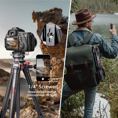 Camerastatief – Tripod – Fotostatief – Videostatief – Reisstatief – Koolstofvezel – 360° Panoramische Kogelkop