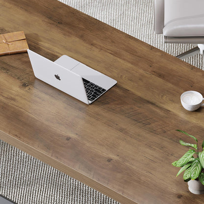 LVB Houten computerbureau, rustiek thuiskantoor executive bureau voor slaapkamer, industriële houten computer schrijven studiewerk gamingtafel, moderne metalen pc student eenvoudig bureau met opslag,