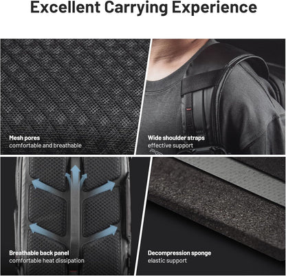PGYTECH OneMo Lite Camera Rugzak 22L professionele Cameratas Fotorugzak geschikt voor Sony/Canon/Nikon/Mini 3 Pro/DJI AVATA/Air 2S/FPV/Mavic 3/ DSLR/SLR spiegelloze camera's (Zwart)