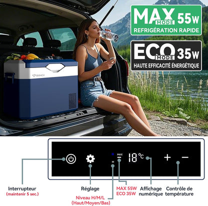 BINGI Compressor Koelbox, 30 Liter Draagbare Auto Koelkast, 12/24 V DC en 230 V AC voor Auto, Vrachtwagen, Camping, Camper en Stopcontact