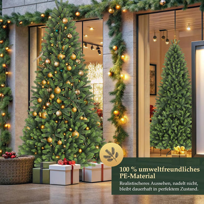 SALCAR 100% PE kunstkerstboom 180 cm, kunstkerstboom met 762 PE-takken, edele Nordmann-spar inclusief handschoenen en metalen standaard