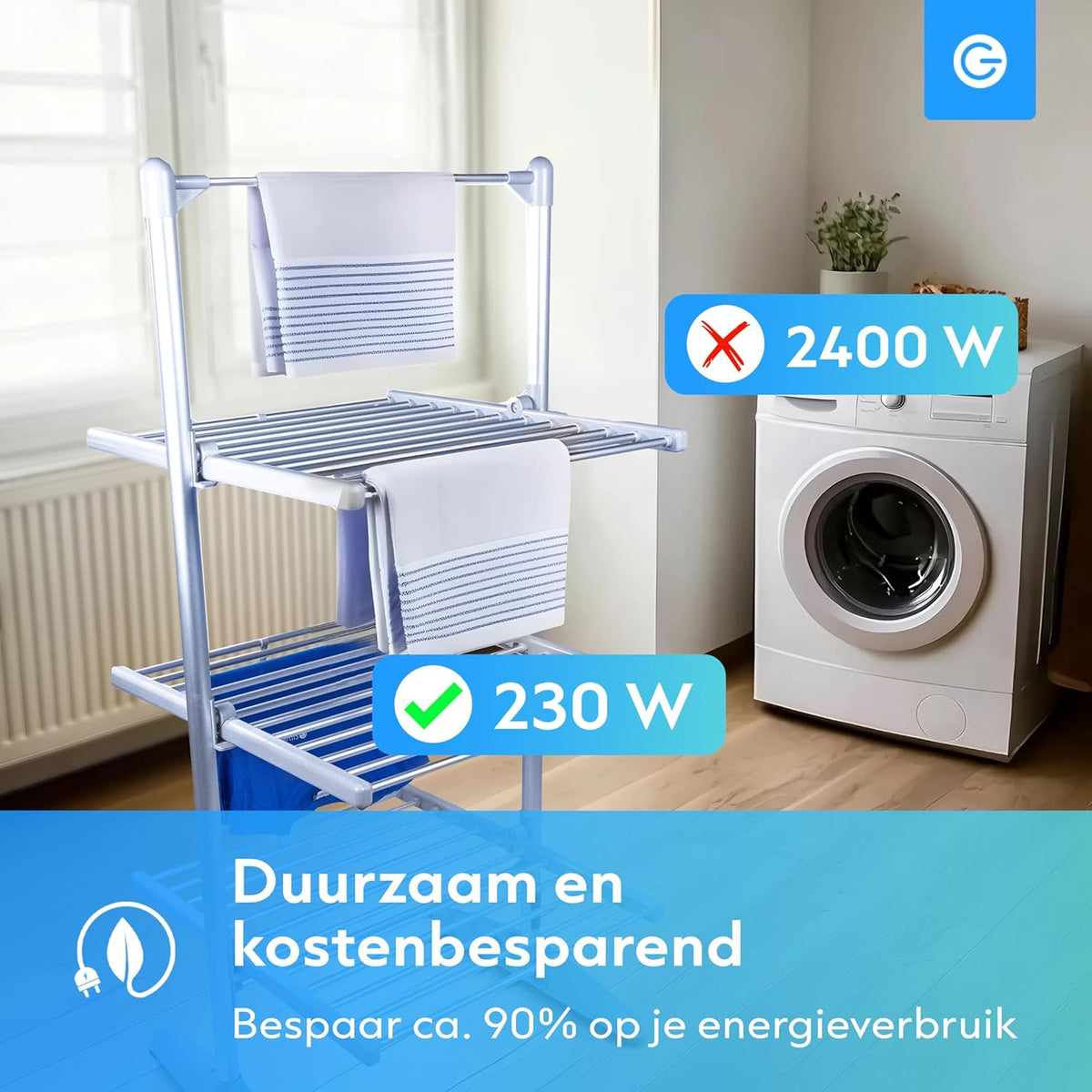 Elektrische Droogtoren – Verwarmd Wasrek – Droogrek – Elektrisch Droogrek – Wasdroger Rek – 4 Lagen Opvouwbaar – Instelbare Temperatuur 30-70°C & Timerfunctie