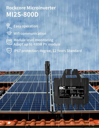 RC micro-omvormer 800 W,26-60V DC-ingang,MPPT Micro Solar Grid Tie Inverter met wifi mobiel surveillance-systeem, zwart (0% belastingtarief in DE en at)