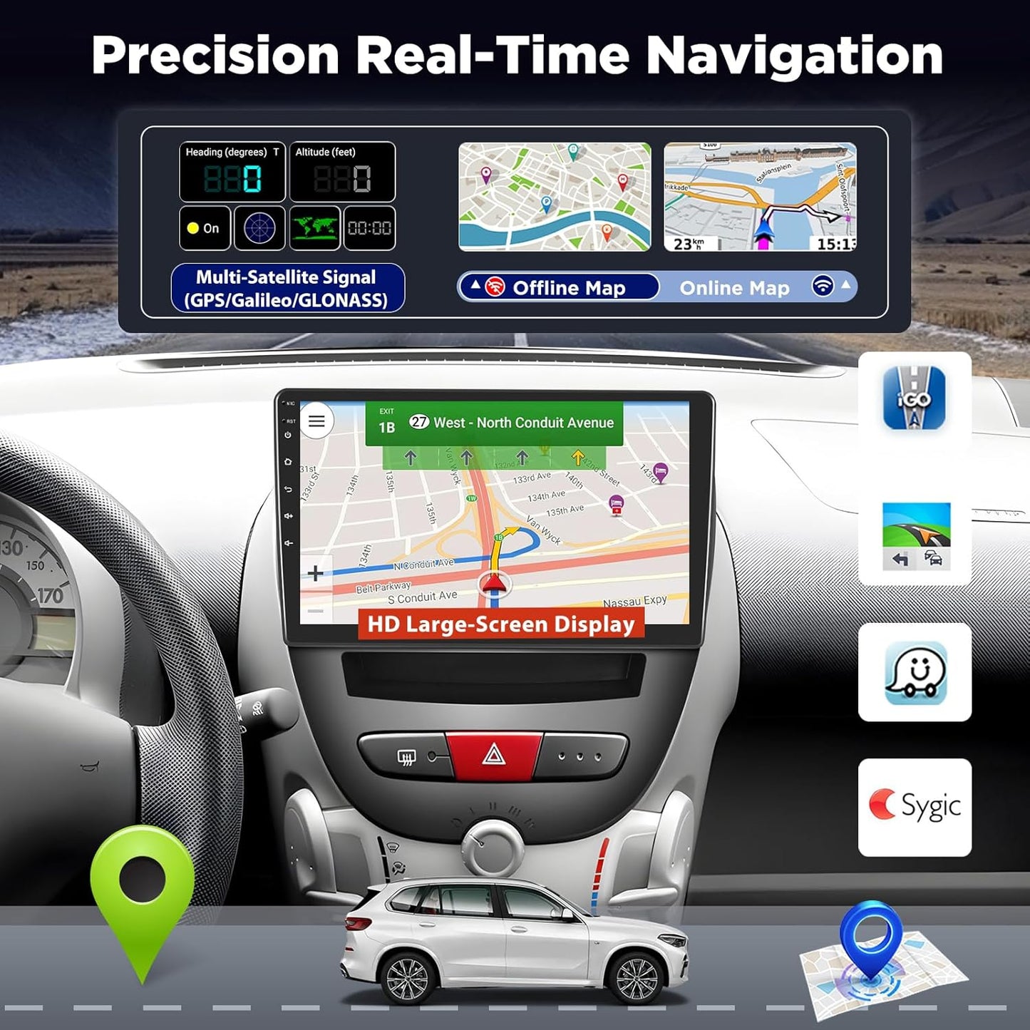 Autoradio – Android Autoradio – Auto Radio – Multimedia Radio – 1-DIN Radio – 10 Inch Touchscreen – Draadloos CarPlay & Android Auto