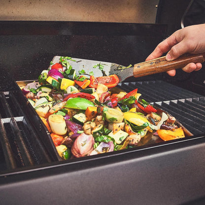Plancha Grillplaat BURNHARD® RVS 4mm, opstaande rand 3,5cm, geïntegreerde vetafvoer, roestvrij, vaatwasserbestendig – FRED EARL