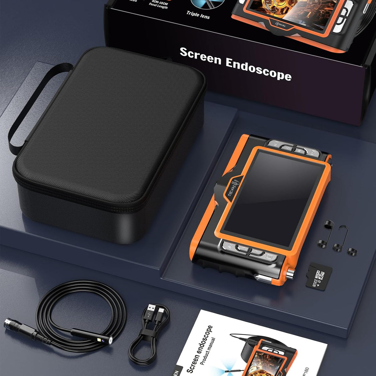 7" IPS Endoscoopcamera met licht, 1920P HD dubbele lens - IP68 waterdichte inspectiecamera, 8+1 LED buiscamera, semi-flexibele kabel met zaklamp, auto, leidingen & huis, plug & play - 5m/16ft