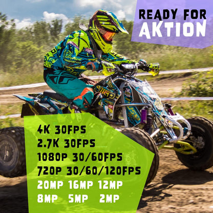 E-A-F Action Cam, 4K 30fps Ultra HD, 40m 100ft waterdichte onderwatercamera, wifi, 170° ultragroothoek, afstandsbediening, 2 accu's en helmaccessoire-kit