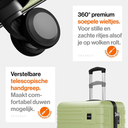 Polycarbonaat Kofferset 77cm + 67cm + 55cm - zeer robuuste hardschalige koffer met zachte wielen & TSA-slot, reiskoffer, koffer & trolley, reiskoffer met wielen