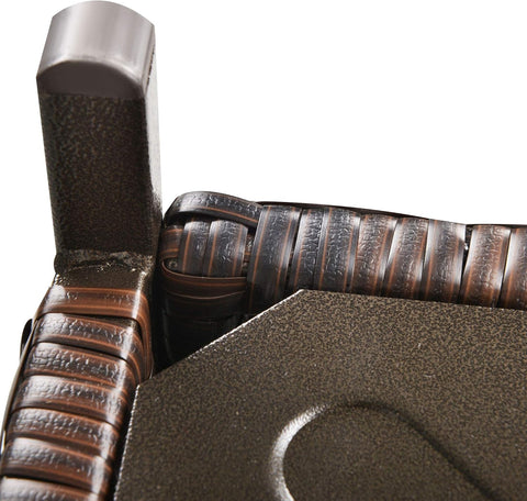 Tuintafel - Tuintafel Rechthoekig - Bijzettafeltje - Rattan Bijzettafel - Bistrotafel - Salontafel - met Parasolgat - Metalen Frame - voor Terras - Tuin - 55.5 x 55.5 x 46 cm - Bruin