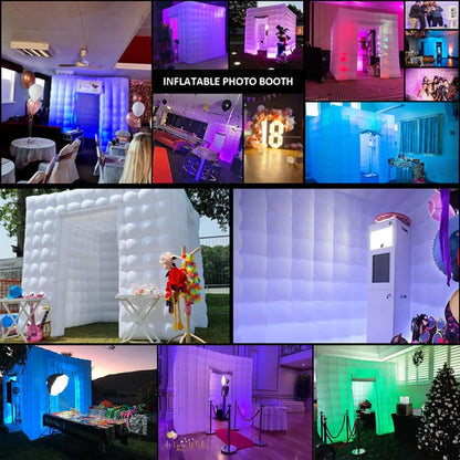 SAYOK Opblaasbaar fotostand-huis met LED-licht en luchtblazer | 2,5m draagbaar fotostand-decorat voor feest-bruiloft-evenement (Twee deuren)