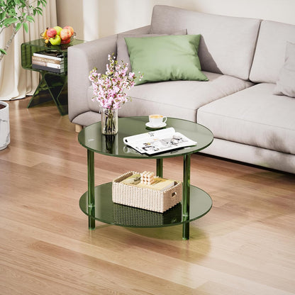 Acrylic Coffee Table, Small Round Modern Coffee Table for Living Room (Green)