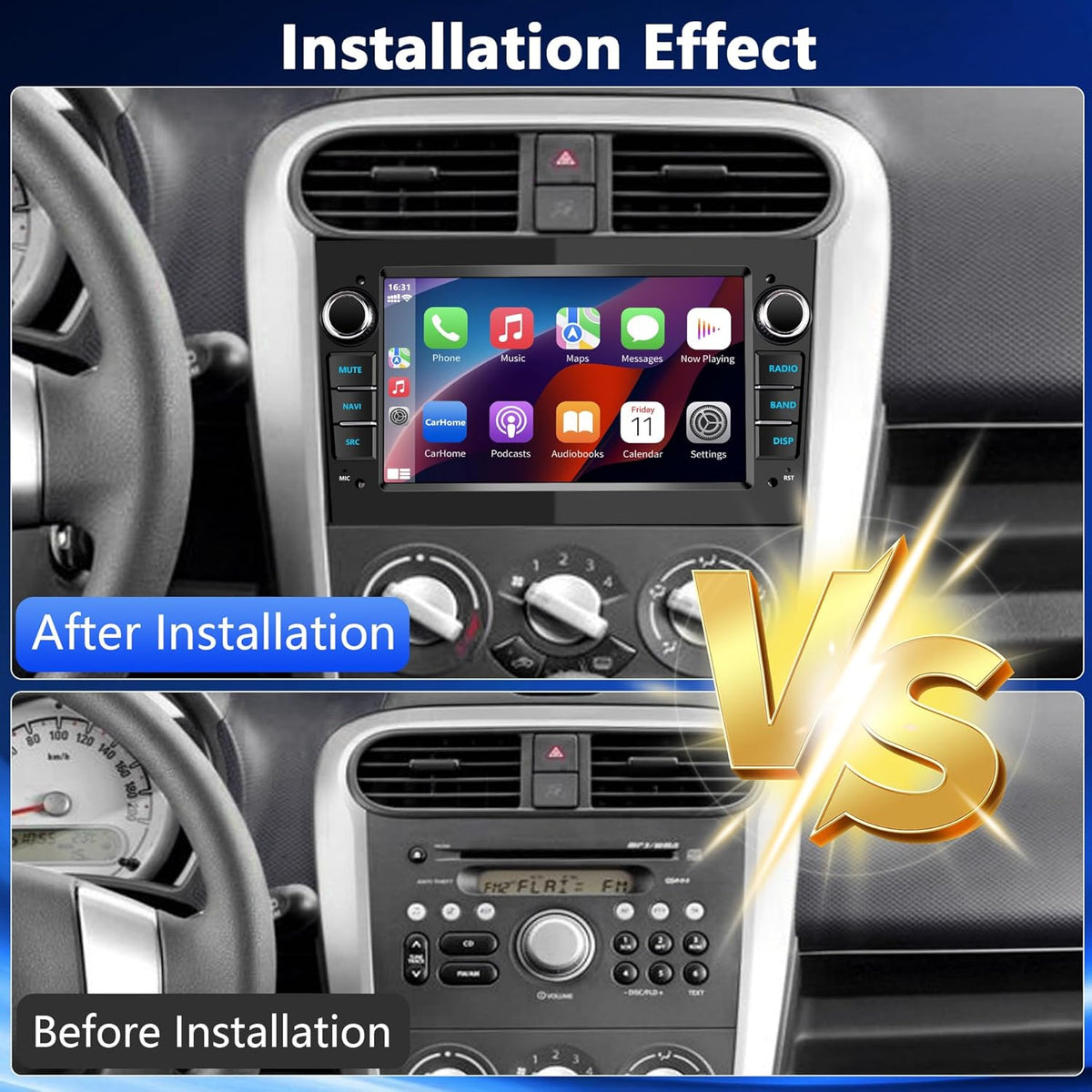 2 DIN autoradio voor Opel Corsa d/Astra h/Zafira b/Meriva/Vivaro Bluetooth Stereo Car met Wireless Carplay Android Auto 7 inch scherm Mirror Link / FM / AHD achteruitrijcamera / WiFi - zwart