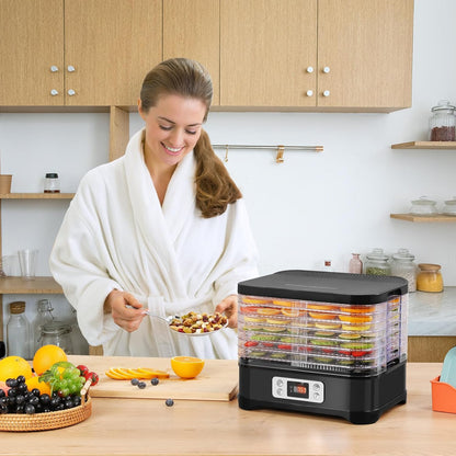 Droogautomaat roestvrij staal, 400 W, droger voor fruit, vlees en kruiden, incl. 8 x droogniveaus, droogfolie en droogrooster, dehydrator met temperatuurregelaar 35-70 °C