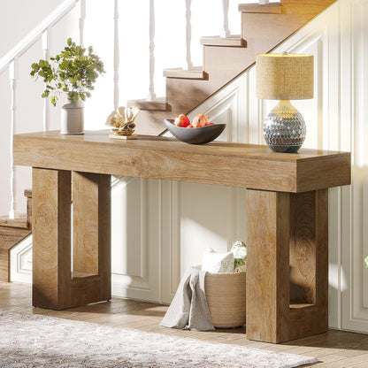 Tribesigns Narrow Console Table, 160 cm, Country Style, Sofa Table for Behind the Sofa, Natural Wood Look, Narrow Side Table for Hallway, Living Room and Entrance