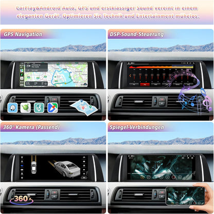 Android 14 autoradio met 10,25 inch touchscreen voor BMW 5-serie F10/F11 (2010-2012) – draadloos CarPlay/Android Auto, OEM-onderdelen, IPS HD-scherm, GPS, Mirror Link, alleen CIC-systeem