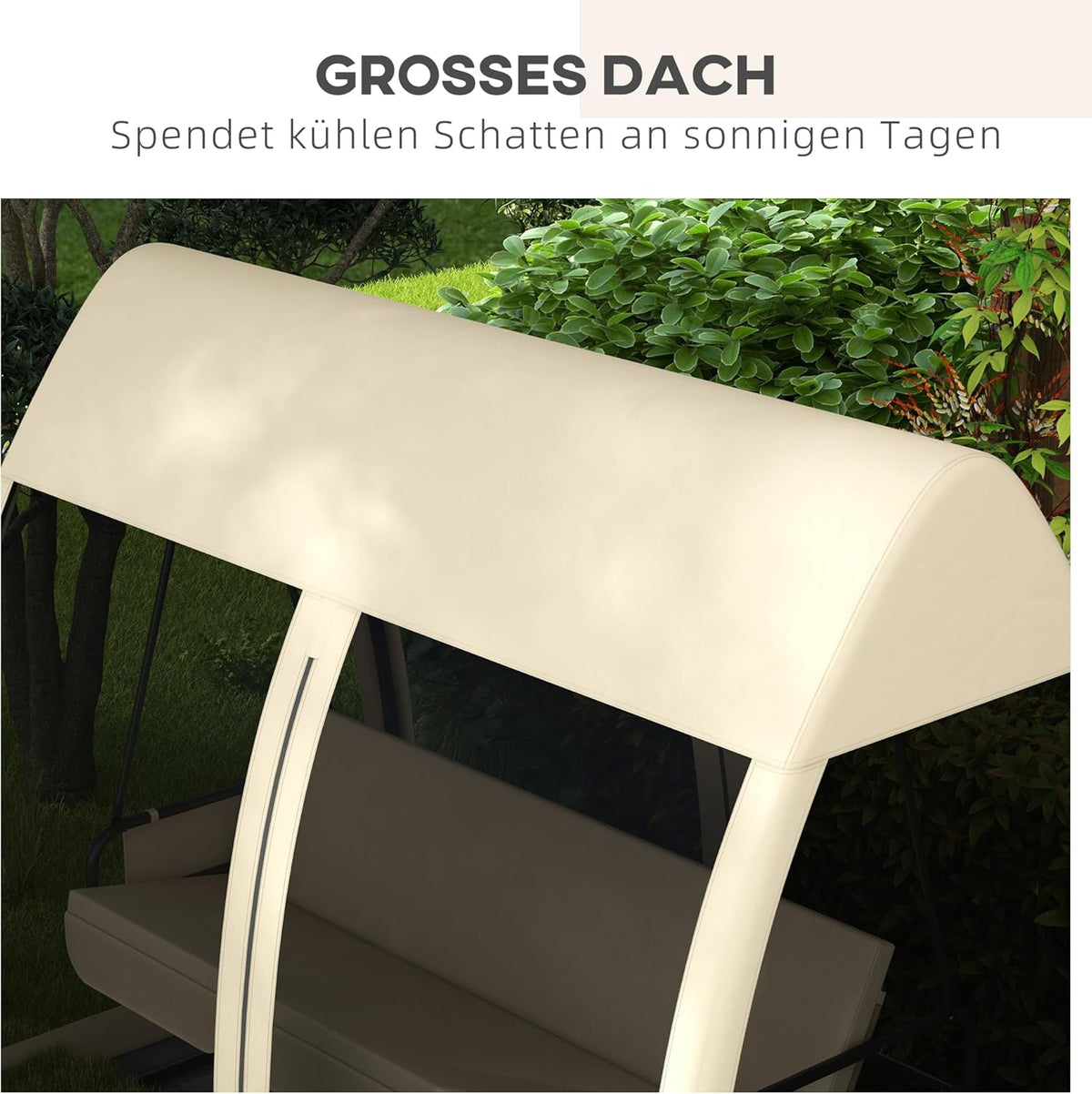 Outsuuny 2 in 1 Hollywoodschaukel mit Liegefunktion 3-Sitzer Gartenschaukel mit Baldachin, Mückennetz, Schaukelbank belast bis 300 kg, Gartenliege für Garten, Terrasse, 240 x 140 x 197 cm, Kaffee - QUORE