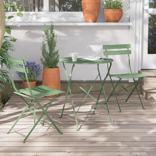 Grand patio Bistro Set 3-delig, tuinmeubelset, zitgroep, 2 stoelen en 1 tafel, inklapbaar, balkonset voor binnenplaats, tuin, buiten (groen)