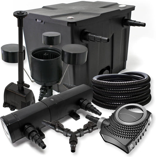 Filterset vijvers 12.000 l UVC 24W NEO8000 pomp 70 W slang 25 m skimmer CSP250