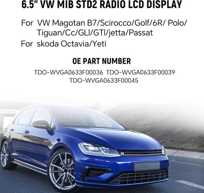 TDO-WVGA0633F00045 Lcd scherm Touchscreen Digitizer voor VW Magotan B7 Scirocco Golf 6R Polo Tiguan Monitor, voor Skoda Octavia Yeti Navigatie, TDO-WVGA0633F00039