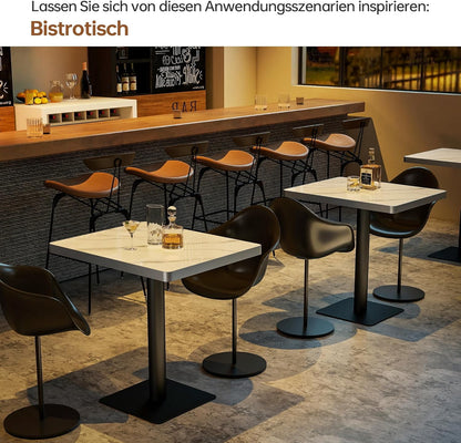 ZL ZELing 80cm Ronde Gesinterde Steen Eettafel, Hoogglans Sneeuw Berg Wit, Moderne Minimalistische Keuken Tafel met Metalen Benen voor Home Cafe Restaurant