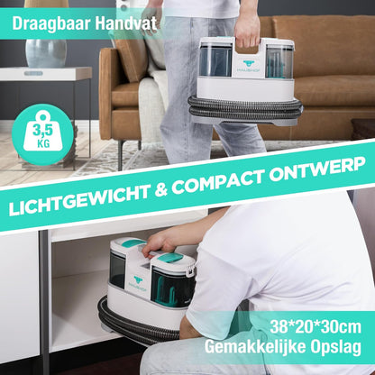Draadloze Tapijtreiniger – Waszuiger – Vlekkenreiniger – Stoffen Reiniger – Stofzuiger – 12000 Pa Zuigkracht – Draagbaar & Stil 75dB