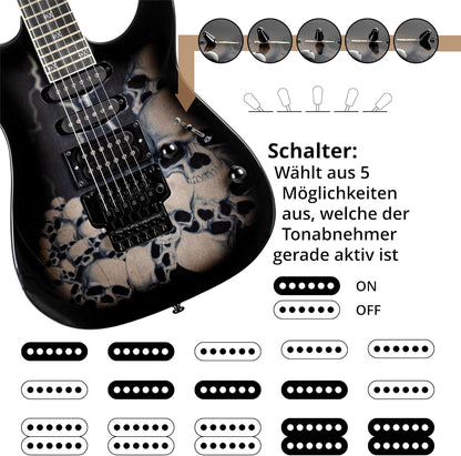 Rocktile Pro JK150-BSK E-Gitaar Skull