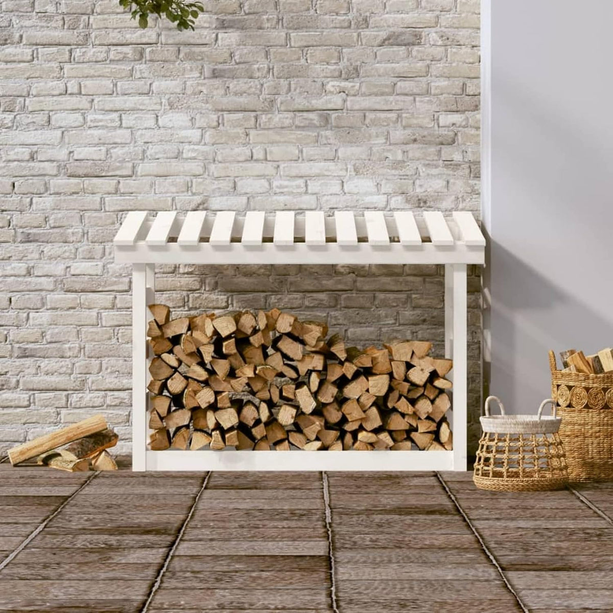 Tidyard Outdoor Wooden House Wooden Stand Wooden House Garden House for Wood Wooden House Solid Wood White Pine 108 x 64.5 x 78 cm - QUORE