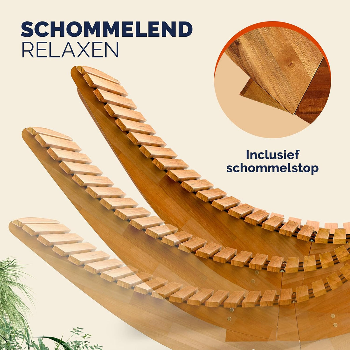 CASARIA® JAVA Sun lounger FSC®-certified Acacia wood Ergonomic Rocking Chair Lounger Garden Sauna - QUORE