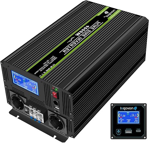 Pure Sine Wave Omvormer – Spanning Converter – DC naar AC Omvormer – Stroom Inverter – Accu Omvormer – 4000W Piekvermogen – LCD Display & Afstandsbediening - QUORE