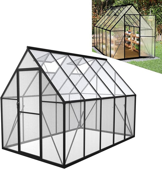 Aluminium Kweekkas – Tuinkas – Plantenkas – Serre – Groeikas – 280 x 180 x 195 cm – Dubbele Polycarbonaat Wand – Verstelbaar Dakraam