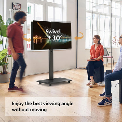 FITUEYES tv standaard verrijdbaar metalen onderstel voor 32-75 inch, mobiele tv-kar van landschap naar portret, Draaibaar & Hoogte verstelbaar tv-vloerstandaard Max. VESA 600x400mm Draagt 40 kg