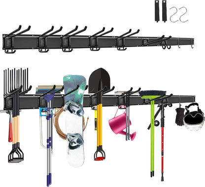 Gereedschapsrek - Gereedschapwand - Gereedschaphouder - Wandhouder - voor Tuingereedschap - Elektrisch Gereedschap - met 4 Paneele - 9 Haken - Veelzijdige Haakconfiguratie - Robuust - voor Garage - Tuin - 162 cm - Zwart