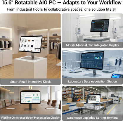 Alder Lake N100 Win 11 Pro All-in-One Desktop Computer 8GB RAM + 128GB ROM Desktop Computer, 15.6-Inch Touchscreen, FHD Display, Ultra-Thin Aluminum Alloy FHD Display - QUORE