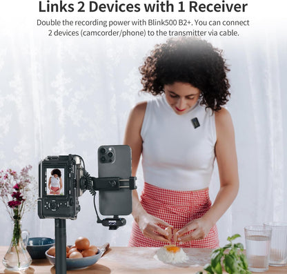 Saramonic Blink500B2+ Lavalier microfoon, draadloos, lavalier draadloze microfoon, mobiele telefoon voor iPhone 15 Android computer camera's, mini-microfoon voor interview, vlog, live stream, podcast