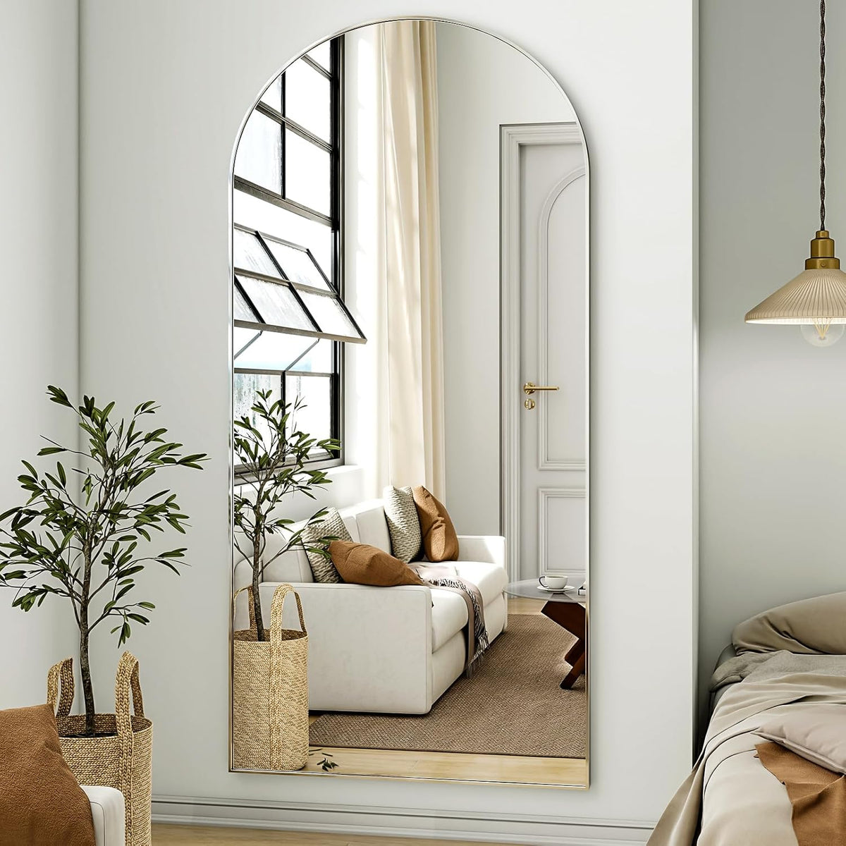 BEAUTYPEAK Bogen full-body spiegel, 180 x 76 cm, gebogen staande spiegel, groot in volledige lengte, aan de muur gemonteerd, leunend, vloerspiegel, volledig lichaam als aankleedspiegel