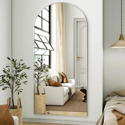 BEAUTYPEAK Bogen full-body spiegel, 180 x 76 cm, gebogen staande spiegel, groot in volledige lengte, aan de muur gemonteerd, leunend, vloerspiegel, volledig lichaam als aankleedspiegel