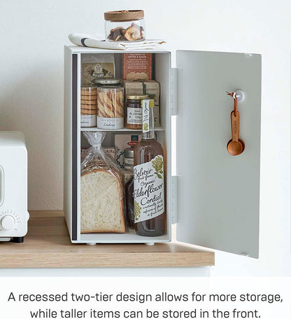 Yamazaki 5682 TOSCA Bread Case Tall, white, Steel/Wood, 22 x 36 x 41 cm