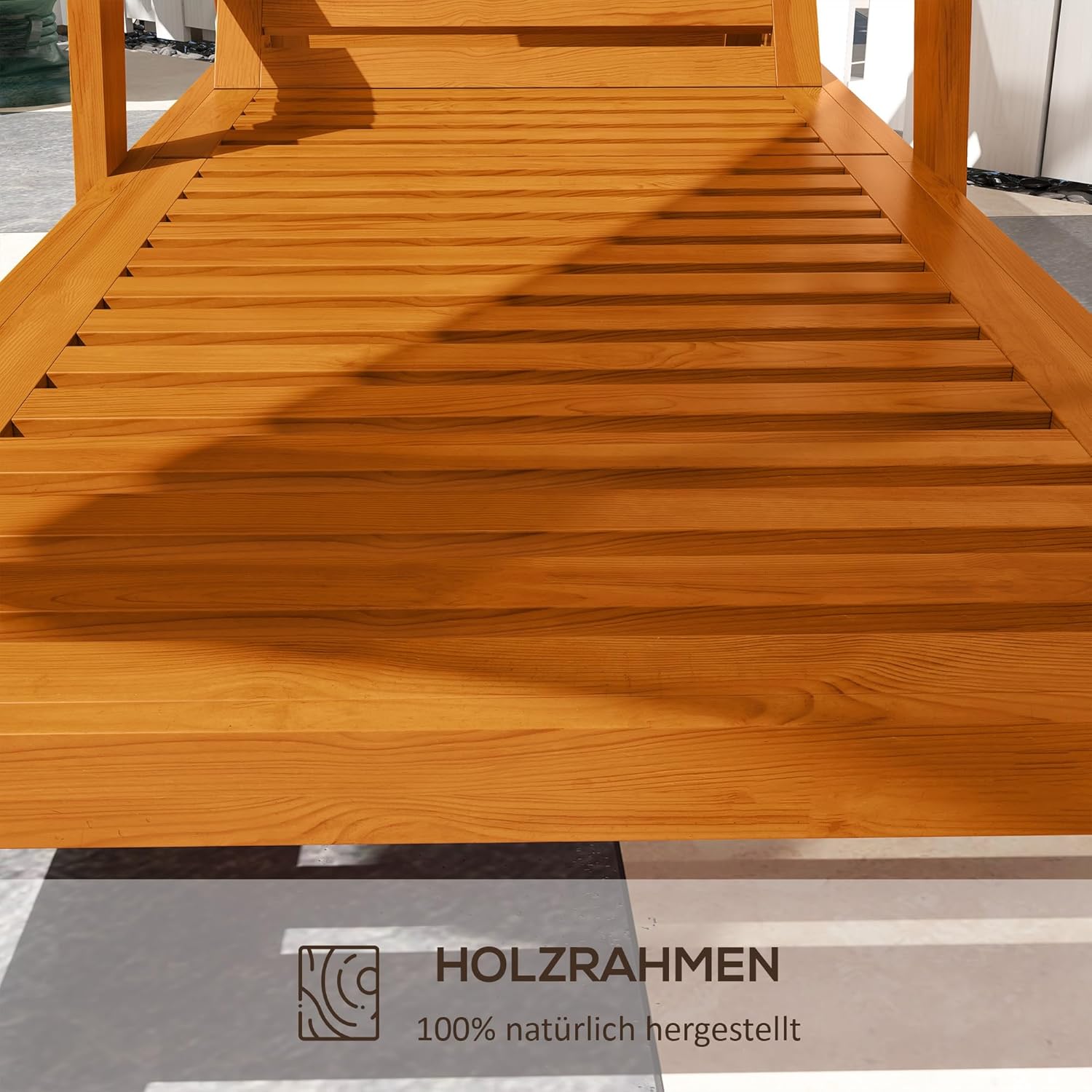 Outsunny Sun Lounger, Garden Lounger, Wood Lounger, Weatherproof, Relax Chair for Balcony, Patio, Load up to 120 kg, Orange, 66 x 190 x 73.5 cm - QUORE