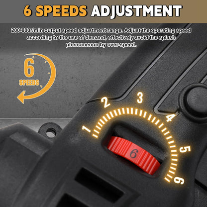 2-in-1 poets- en roermachine, 2800 tpm, poetsbewerkingsmachine met led, 6 snelheden beton mortel mixer, polijstmachine wandslijper betongladder voor Makita 18V Batteries(Zonder batterij)